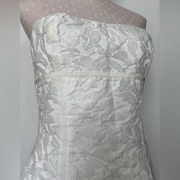 Ralph Lauren Evening Off White Textured Strapless Bachelorette Dress Sz 6 - Picture 2 of 12